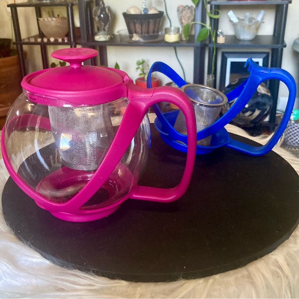 Glass Teapot with Infuser - Pink and Blue